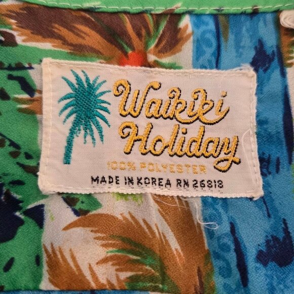 Waikiki Holiday Vintage Hawaiian Shirt Multicolor Tropical Print Short Sleeve - Picture 3 of 8